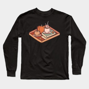 Fall Feels - coffee, caramel apple, pumpkin, books, and autumn leaves Long Sleeve T-Shirt